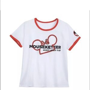 WOMEN'S SIZE Large DISNEY MINNIE MOUSE MOUSEKETEER RINGER T-SHIRT NWT.